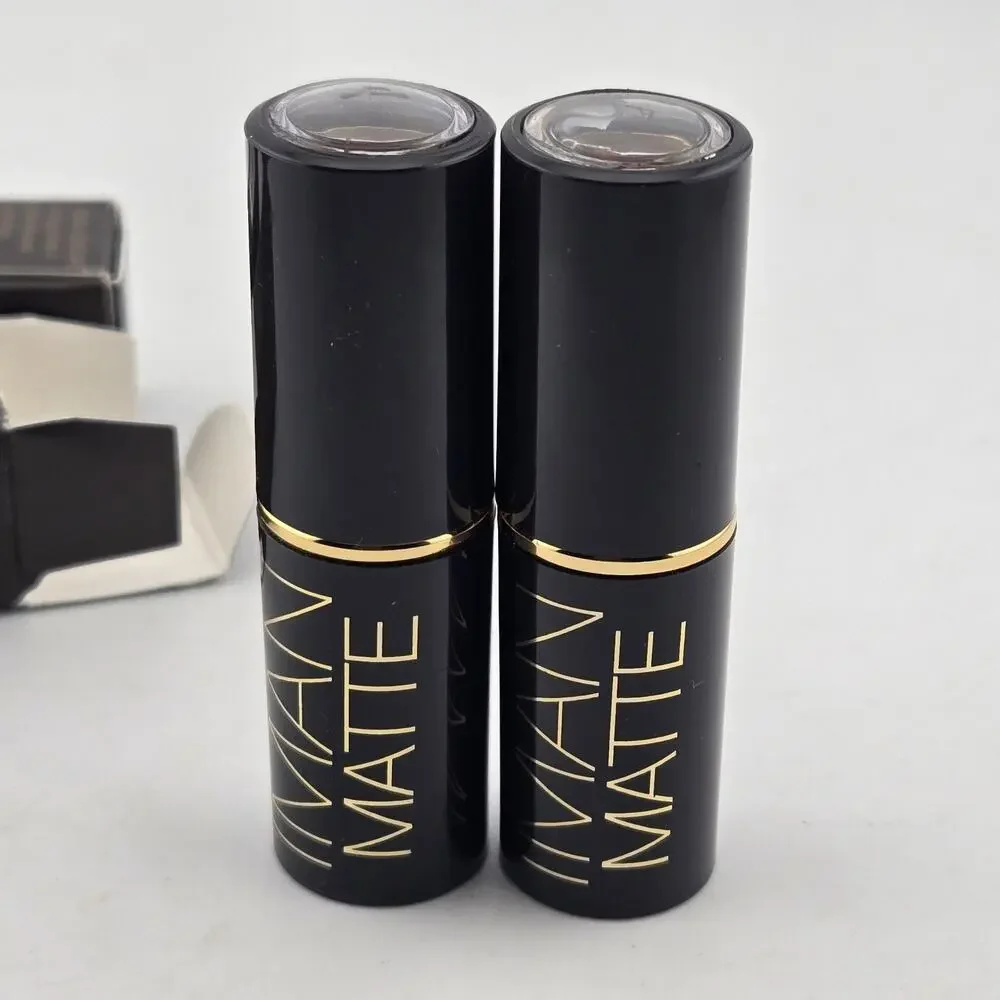 IMAN Luxury Matte Lipstick OUTLAW Set Of 2 Full Size 0.13oz Semi-Matte New